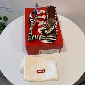 Staud Audrey Zebra Calf hair Thong Sandal Shoe 37.5 7.5